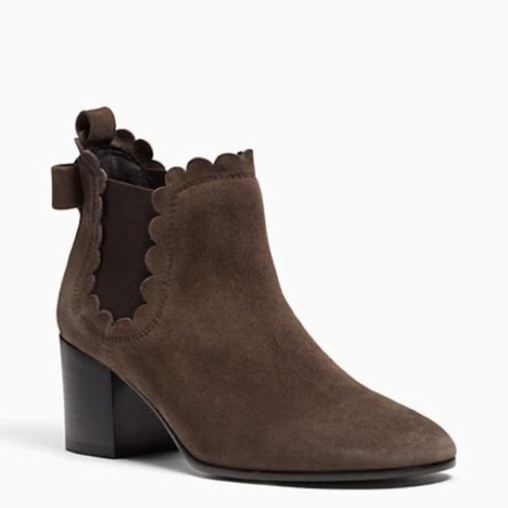 Kate Spade Garden Suede Scallop Booties